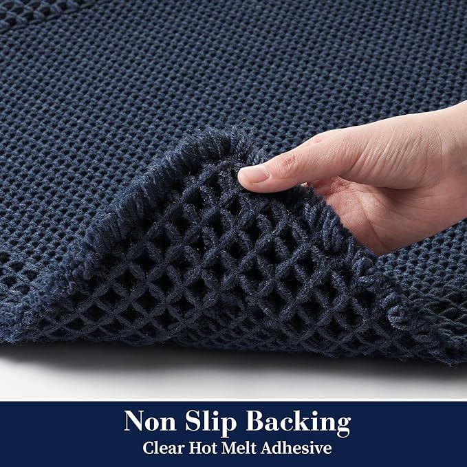 RESARE Waffle Bath Mat for Bathroom, Non Slip Bathroom Rugs 24"x36" Navy | - Image 4