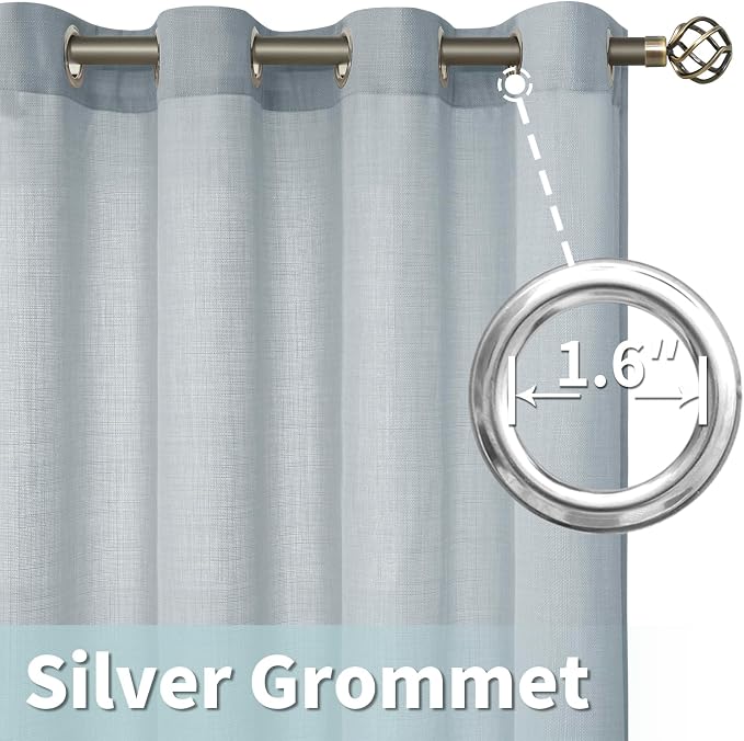 Haze Blue Linen Curtains 54 Inch Length - Image 5