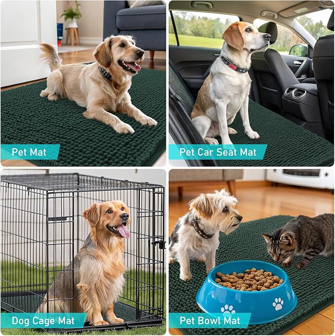 OLANLY Dog Door Mat for Muddy Paws 50x30, Super Absorbent Chenille Mud Mat | - Image 7