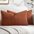 MIULEE Fall Rust Decorative Lumbar Throw Pillow Covers 12x24 Inch 2 Pack | Boho by MIULEE