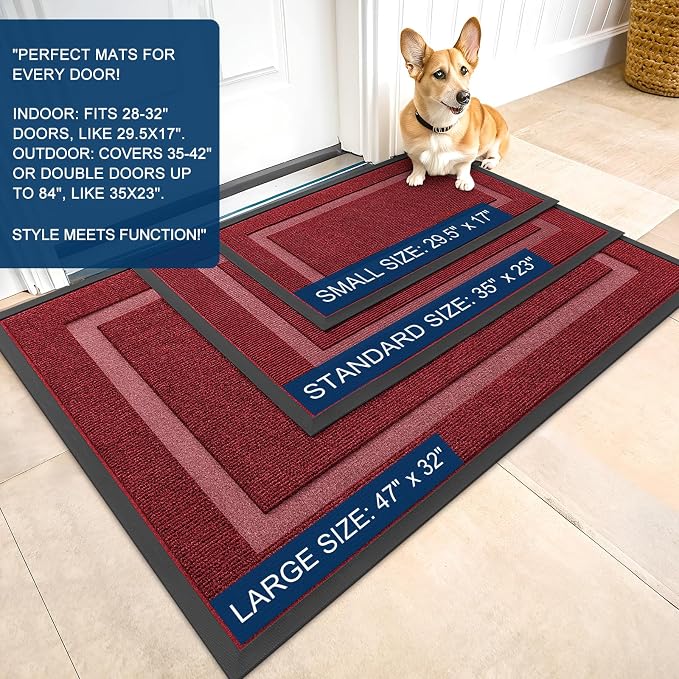 OLANLY Front Door Mat Outside 59x30, All-Season Heavy-Duty Rubber Doormat | - Image 2