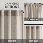 MIULEE Burlywood Birch Linen Curtains 52x90 Inch Long 2 Panels - Image 3