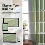 100% Blackout Linen Textured Curtains 84 Inch Long, Sage Green | 100% Blackout - Image 7