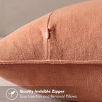 MIULEE Decorative Linen Euro Sham Pillow Covers 24x24 Coral | Boho Farmhouse​ - Image 3