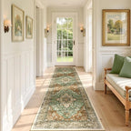RELEANY Washable Area Rug, Runner 2'x7', Brick/Brown/Green | Non-Slip, Water - Image 2
