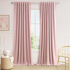 100% Blackout Linen Curtains 84 Inch 2 Panels Set by Guken