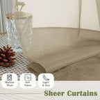 Taupe Sheer Curtains 108 Inches Long 2 Panels, Dual Rod Pocket Light Filtering - Image 8