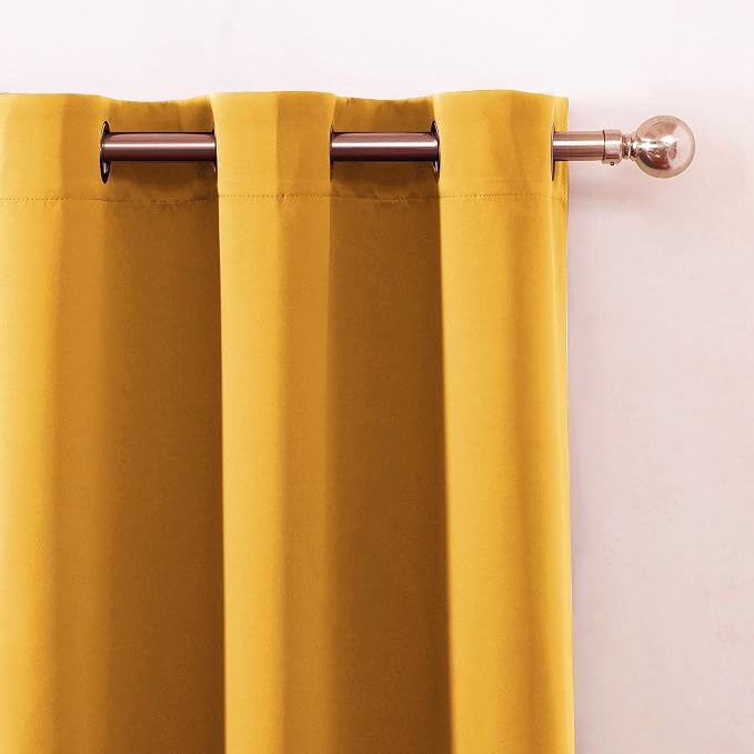 Yellow Blackout Curtains 34 x 54 Inch Length/Set of 2 Curtain Panels/Thermal - Image 6