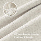 MIULEE 100% Blackout Linen Curtains 42 x 72 Inch Light Cream 2 Panels | Thermal - Image 3
