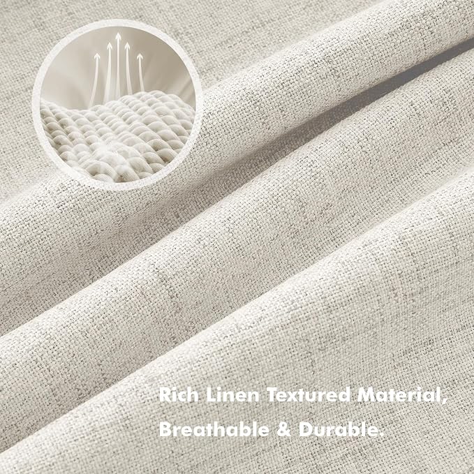 MIULEE 100% Blackout Linen Curtains 42 x 84 Inch Light Cream 2 Panels | Thermal - Image 3