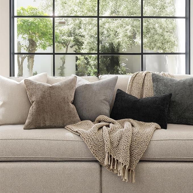 MIULEE Decorative Couch Throw Pillow Covers 18x18 Inch Black 2 Pack | Modern - Image 3