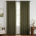 MIULEE 100% Blackout Linen Curtains 42 x 63 Inch Light Olive Green 2 Panels | by MIULEE