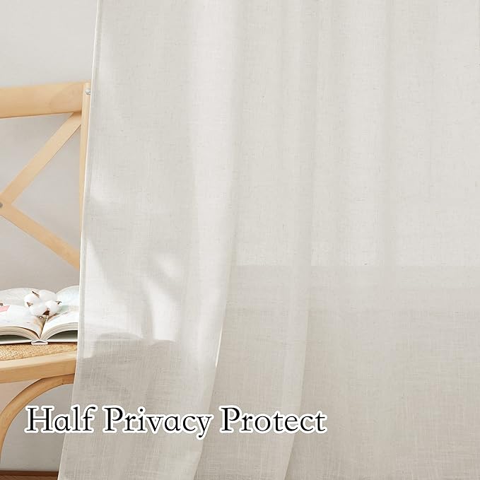RYB HOME Linen Sheer Curtains - Image 4