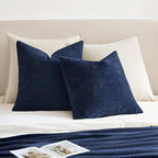 MIULEE Navy Chenille Couch Throw Pillow Covers, 18x18 | Set of 2, Soft Coastal - Image 4