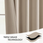 MIULEE Taupe Back Tab Blackout Curtains 52x90 Inch Long 2 Panels Set | Rod - Image 7