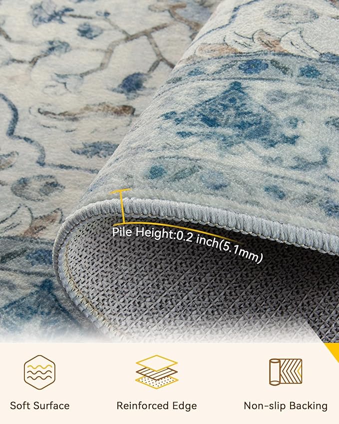 RELEANY Washable Area Rug, Square 4'x4', Water Repellent, Pet Friendly - Image 2