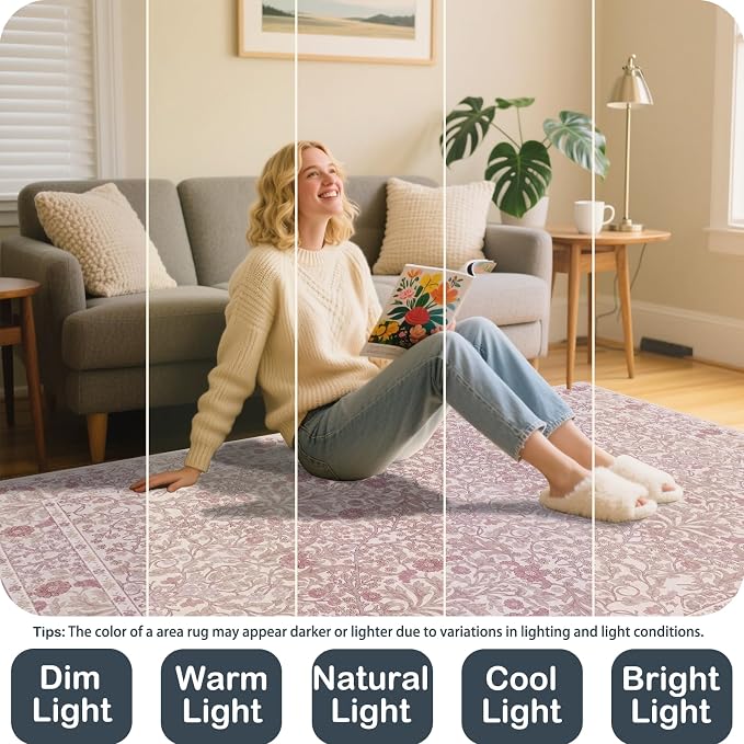 4x6 Area Rug for Bedroom Beside Rug, Laundry Room, Washable Non-Slip Low Pile - Image 4