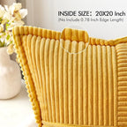 MIULEE Golden Yellow Corduroy Pillow Covers 20x20 Inch - Image 2
