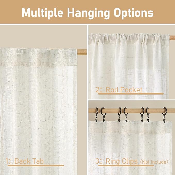 108 inch Semi Sheer Linen Curtains - Image 3
