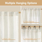 Extra Wide Linen Curtains for Bedroom Semi Sheer Panels 84 Inch | Cream - Image 3