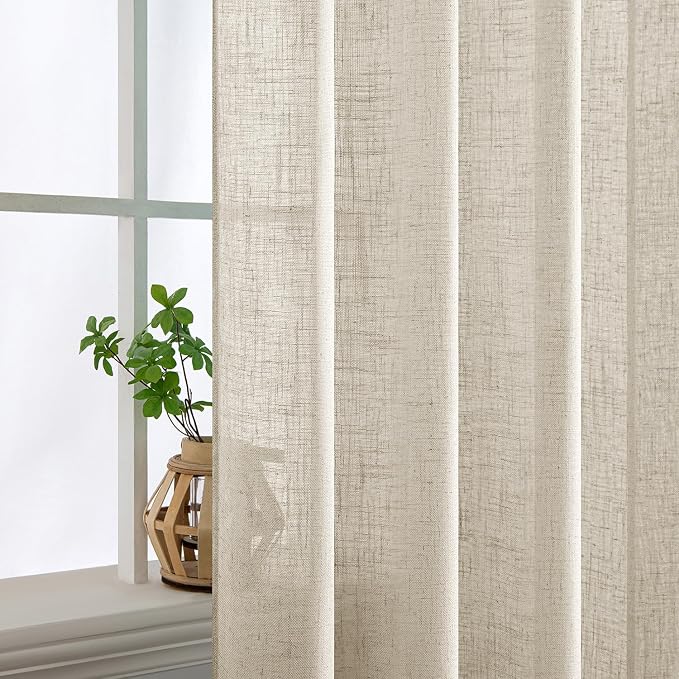 MIULEE Cream Linen Curtains 52x96 Inches Long - Image 5