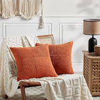 Fancy Homi Set of 2 Burnt Orange Samll Decorative Throw Pillow Covers 12x12 Inch - Image 6