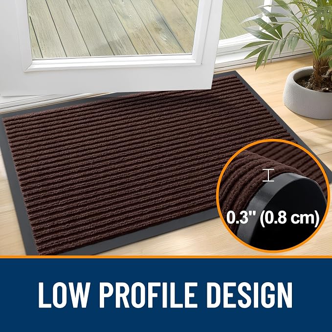 OLANLY 2-Pack Front Door Mats 35x23, Waterproof Heavy-Duty Doormats | Brown - Image 4