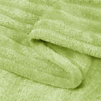 BEDELITE Ribbed Jacquard Cream Lime Fleece Twin Blanket - Image 9