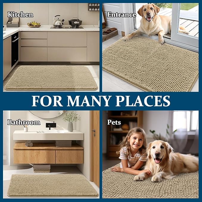 OLANLY Dog Door Mat for Muddy Paws 40x32, Super Absorbent Chenille Mud Mat | - Image 8