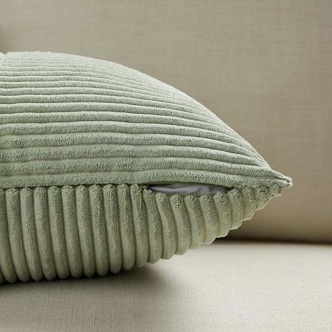 Fancy Homi 2 Packs Sage Green Decorative Throw Pillow Covers 22x22 Inch - Image 4