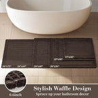 RESARE Waffle Bathroom Runner Rugs, Non Slip Boho Bath Mat 24x48 Dark Brown | - Image 5