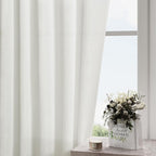 Ivory Linen Curtains 108 Inches Long 2 Panels Back Tab Pocket Modern Farmhouse - Image 2