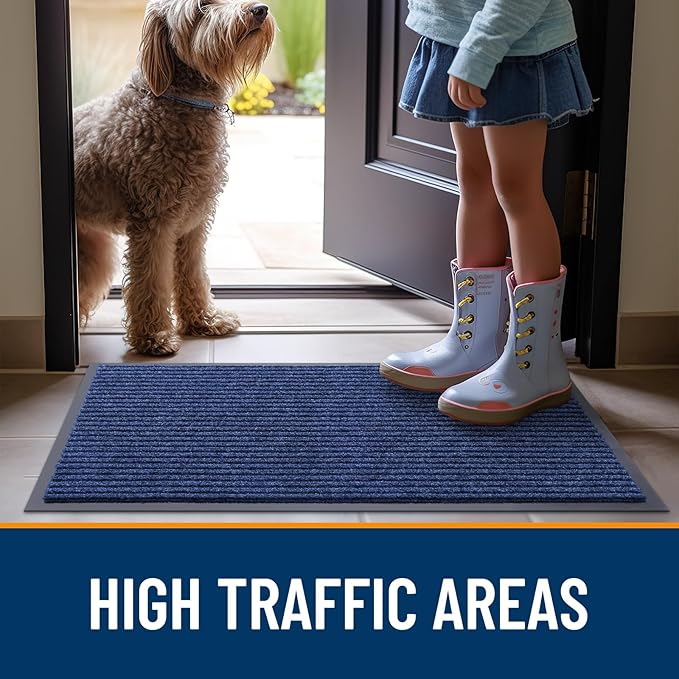 OLANLY Front Door Mat 59x40, Waterproof Heavy-Duty Indoor Outdoor Doormat | Blue - Image 7