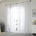 Chyhomenyc White Sheer Curtains 108 Inch Length 2 Panels Set | Extra Long - Image 2