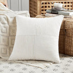 Fancy Homi 2 Packs Cream White Decorative Throw Pillow Covers 20x20 Inch - Image 2