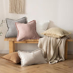 MIULEE Boho Linen Fringe Decorative Lumbar Throw Pillow Covers White 12x20 | - Image 5