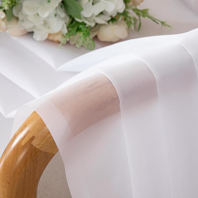 2 Panels White Sheer Curtains 96" Length - Image 8