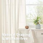 YoungsTex Ivory Linen Semi Sheer Curtains 52X68 Inch Length 2 Panels | Light - Image 5