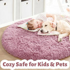Amdrebio Mauve Pink Big Round Fuzzy Rug 6Ft - Image 5