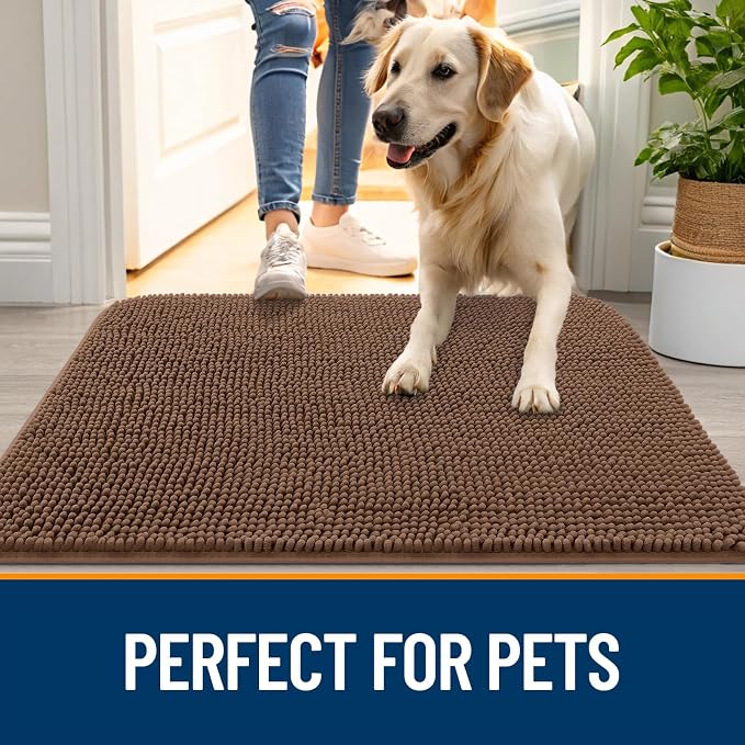 OLANLY Dog Door Mat for Muddy Paws 47x20, Super Absorbent Chenille Mud Mat | - Image 6