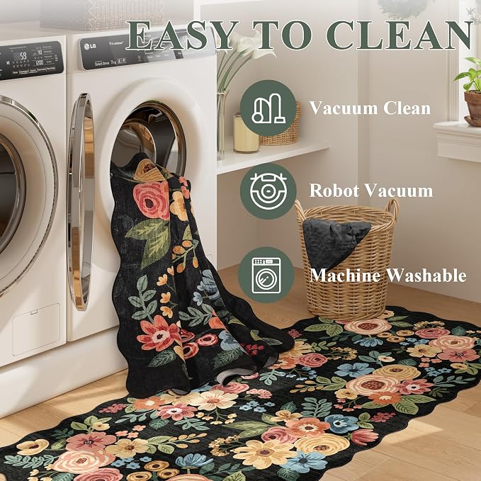 DUKINO 3x8 Kitchen Runner Rug, Soft Floral Washable Rug - Image 7