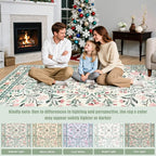 PLHXFR 2x5 Washable Runner Rug：Floral Indoor Kitchen Carpet Green Beige | - Image 9