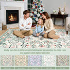 PLHXFR Area Rug Living Room: 3x5 Floral Washable Boho Carpet Green Beige | - Image 9