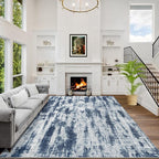 6x9 Area Rugs for Living Room: Washable Abstract Blue Grey Badroom Carpet | by GENTDRIZZ