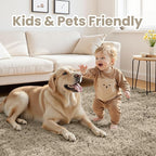 5x7 Fluffy Shag Area Rugs for Living Room Bedroom: Soft Carpet Gray Camel | - Image 3