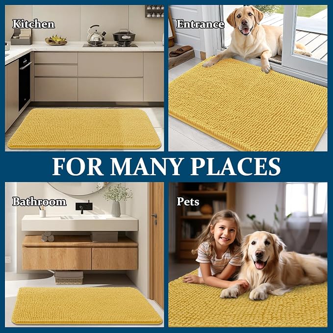 OLANLY Dog Door Mat for Muddy Paws 59x24, Super Absorbent Chenille Mud Mat | - Image 8