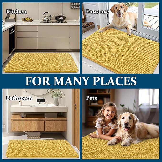 OLANLY Dog Door Mat for Muddy Paws 35x24, Super Absorbent Chenille Mud Mat | - Image 8
