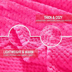 Exclusivo Mezcla Soft Waffle Fleece Bed Blanket Queen Size, Hot Pink | - Image 7