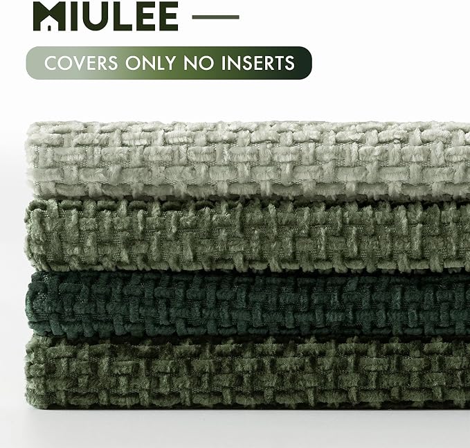 MIULEE Decorative Chenille Euro Pillow Covers Forest Green 22x22 Pack of 4 | - Image 6