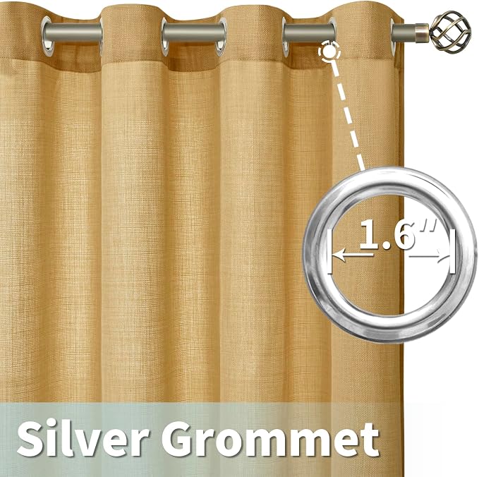 Short Linen Light Filtering Curtains 45 Inch - Image 3